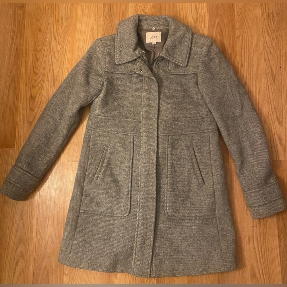 Loft Gray Peacoat Wool Blend XS